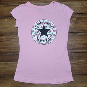 Converse SS Pink Juniors Tee Strawberry Logo - Size Junior Large (12-15 yrs)